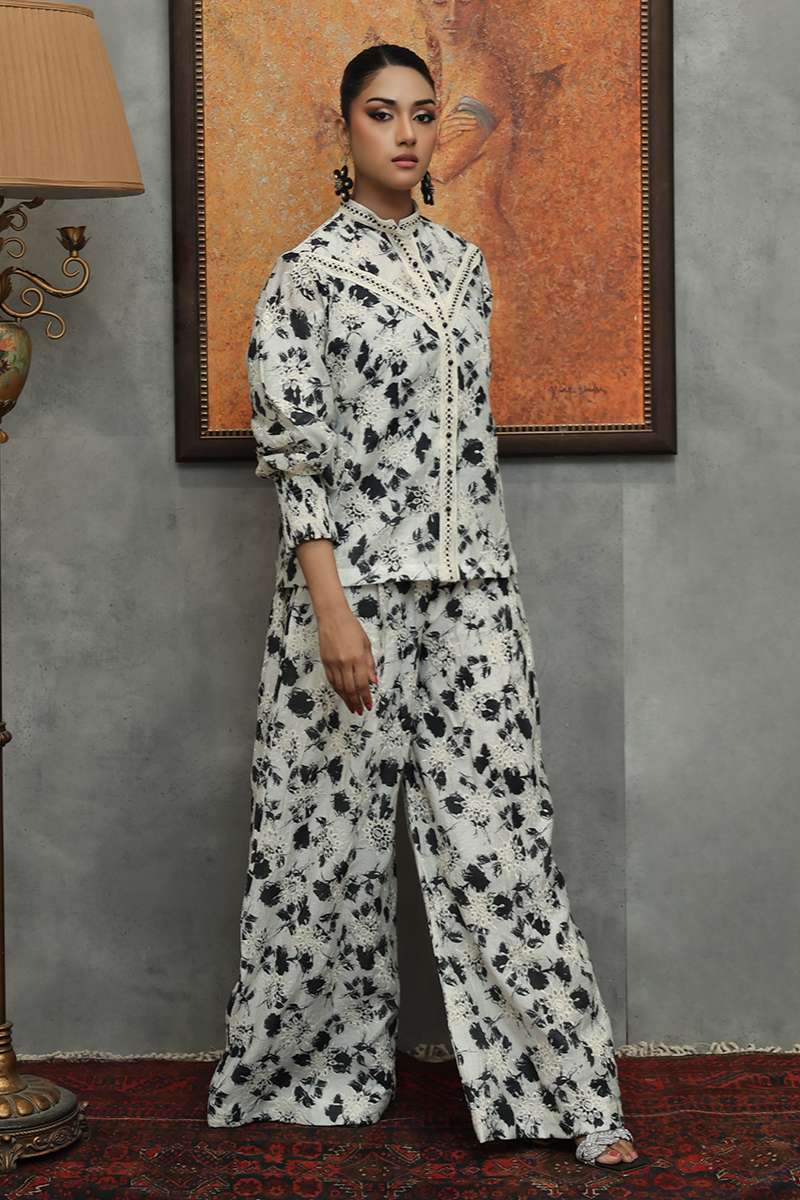 Huma Adnan - Meher - Paper silk - Creame - 2 Piece