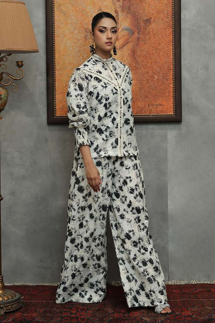 Huma Adnan - Meher - Paper silk - Creame - 2 Piece