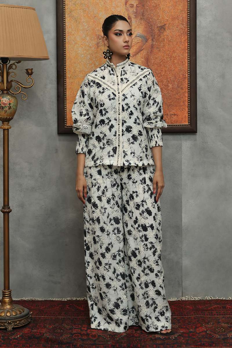 Huma Adnan - Meher - Paper silk - Creame - 2 Piece