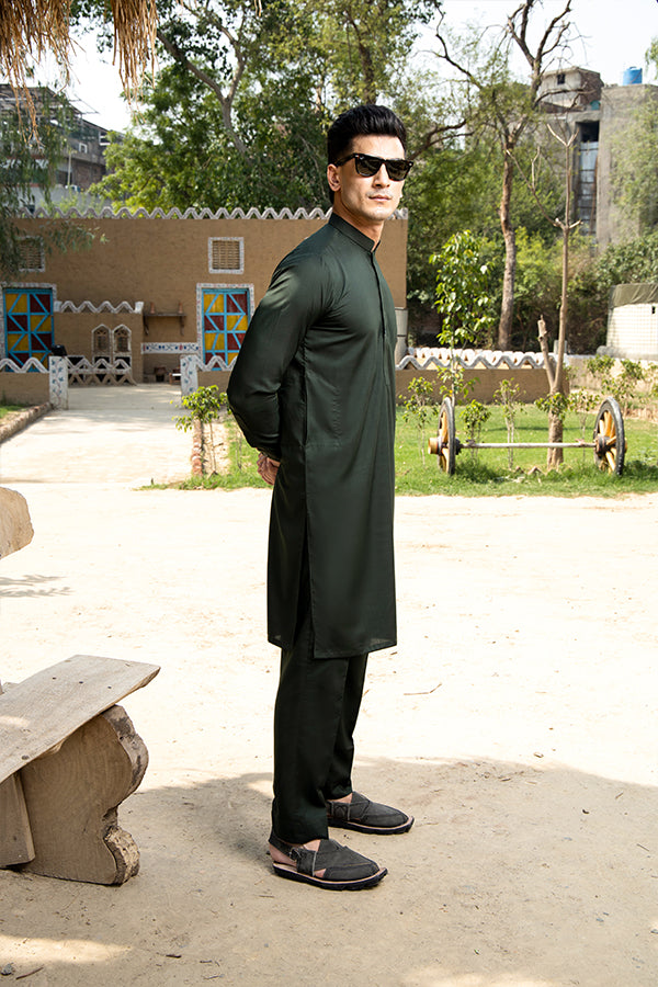 Arif Ashraf - Bottle Green Kurta Trouser - 2 Piece