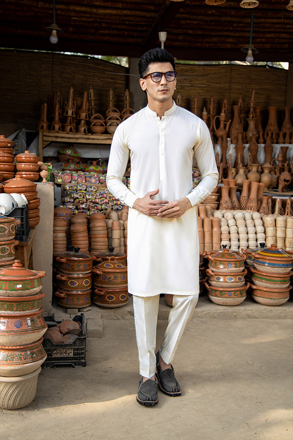 Arif Ashraf - Cream Boski Kurta Trouser - 2 Piece