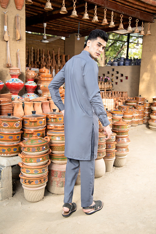 Arif Ashraf - Grey Kurta Trouser - 2 Piece