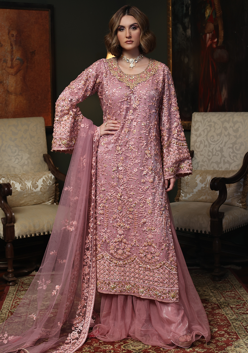 Huma Adnan - Vezira - Tea Pink - 3 Piece