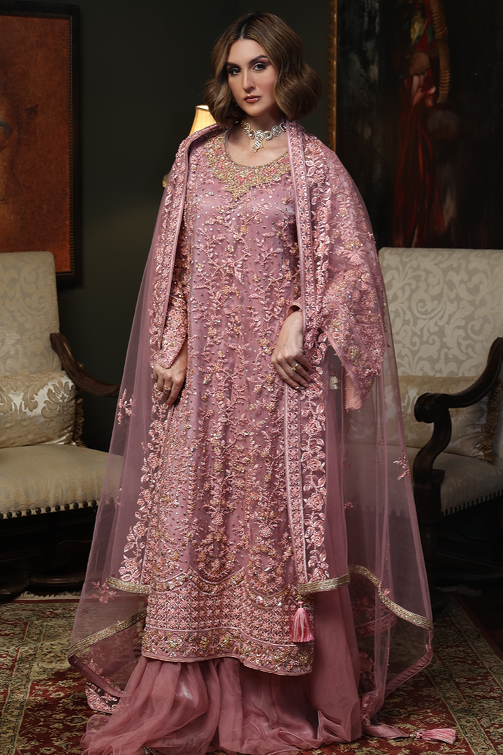 Huma Adnan - Vezira - Tea Pink - 3 Piece