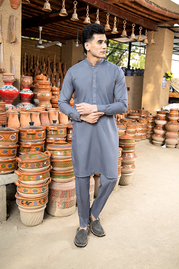 Arif Ashraf - Grey Kurta Trouser - 2 Piece