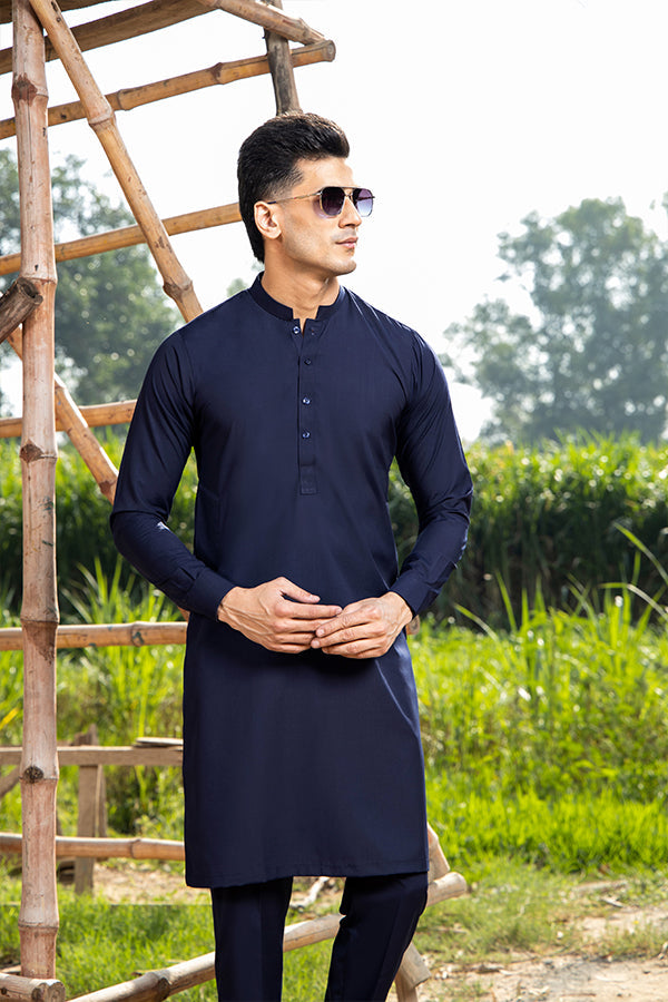 Arif Ashraf - Navy Blue Kurta Trouser - 2 Piece