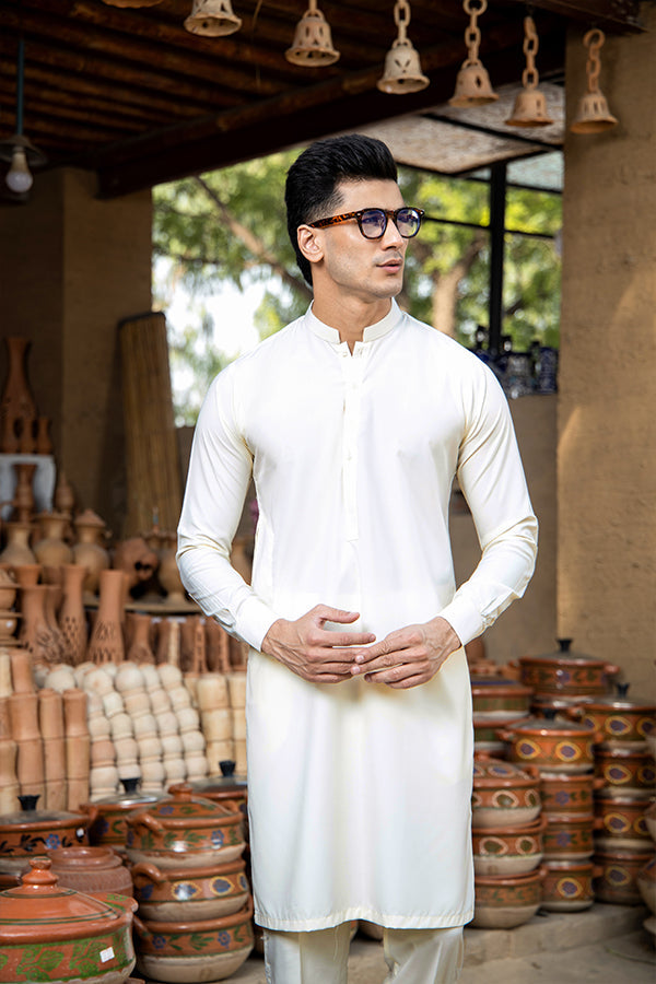 Arif Ashraf - Cream Boski Kurta Trouser - 2 Piece