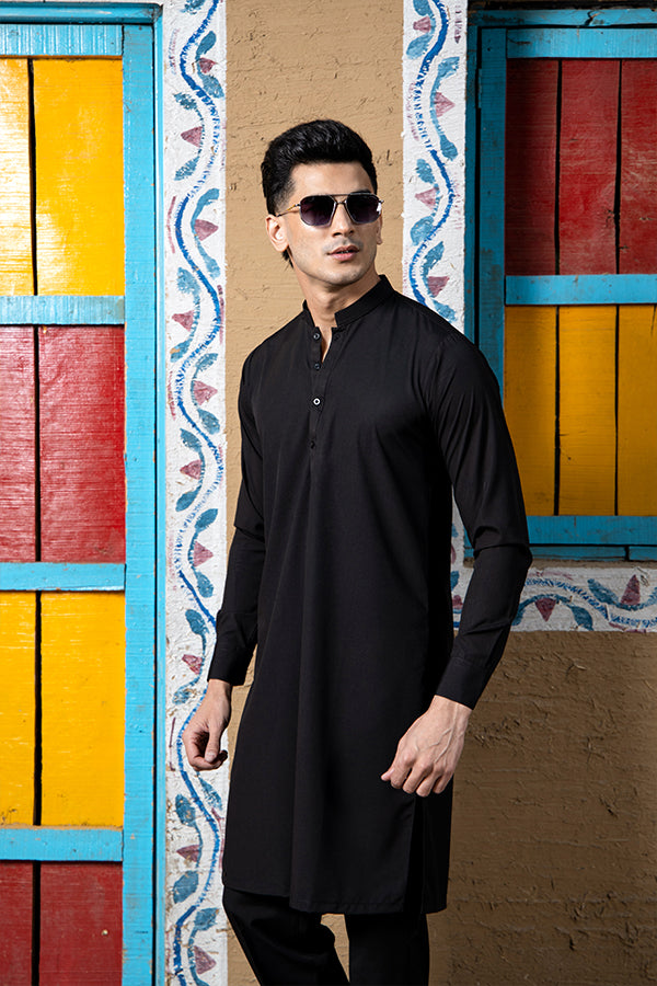 Arif Ashraf - Black Kurta Trouser - 2 Piece