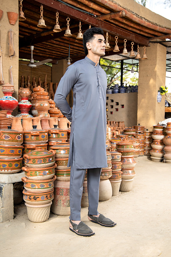 Arif Ashraf - Grey Kurta Trouser - 2 Piece