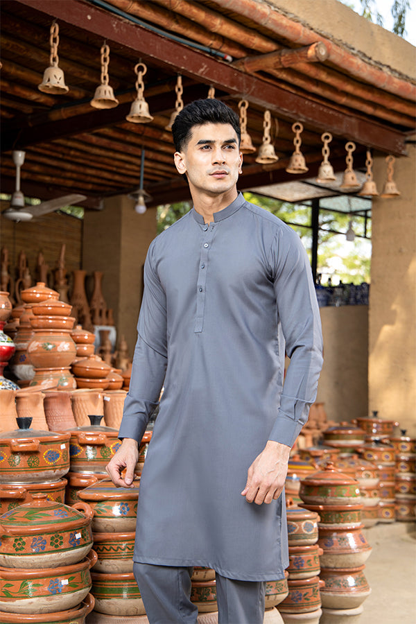 Arif Ashraf - Grey Kurta Trouser - 2 Piece