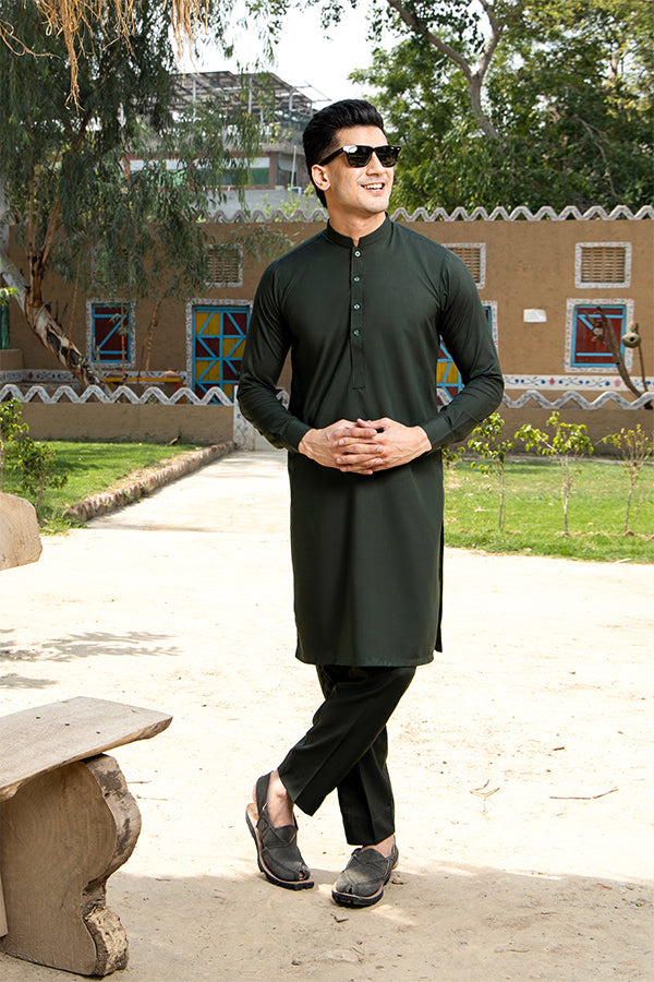 Arif Ashraf - Bottle Green Kurta Trouser - 2 Piece