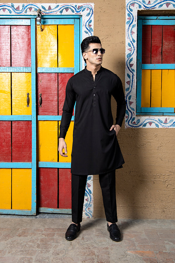 Arif Ashraf - Black Kurta Trouser - 2 Piece