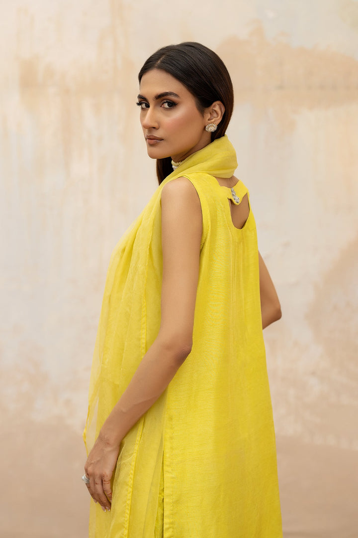 Syah - Tilismi - Raw Silk - Lime-Yellow - 3 Piece