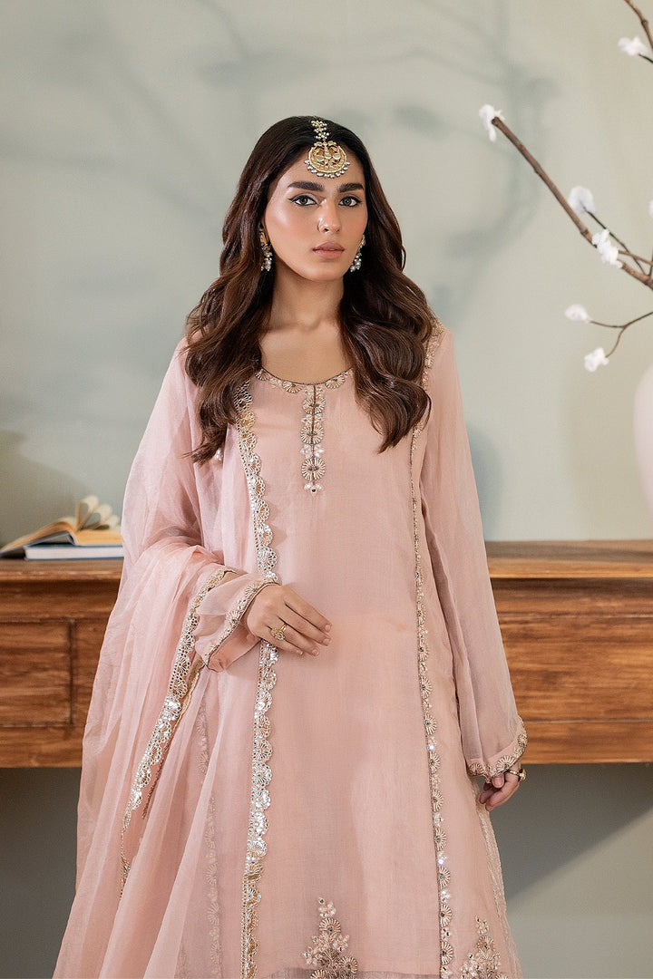 Syah - Gulmohar - Organza - Dusty Pink - 3 Piece