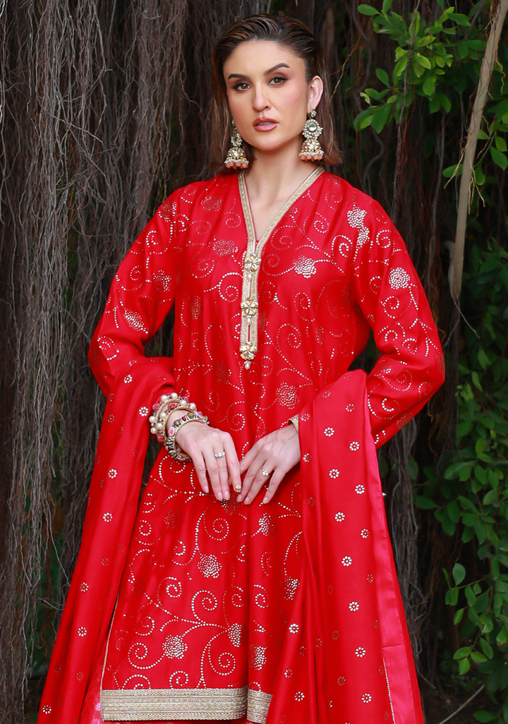 Huma Adnan - Bushra - Jamawar - Fuchsia - 3 Piece