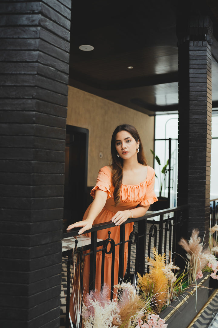 Syah - Gown - Peach - Grip Georgette - 1 Piece