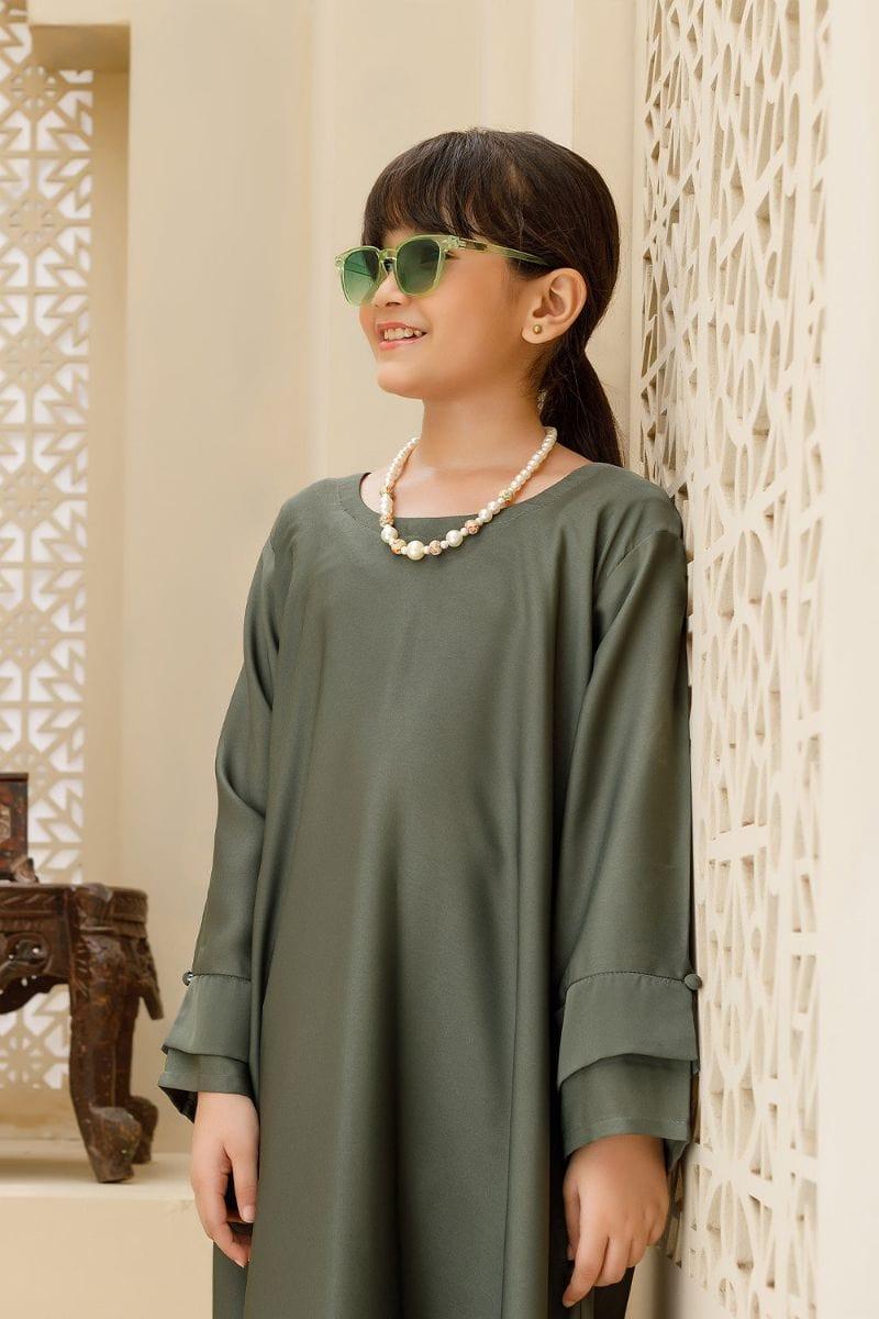 Hijabi Kids - Vintage Green Abaya Kids - Studio by TCS