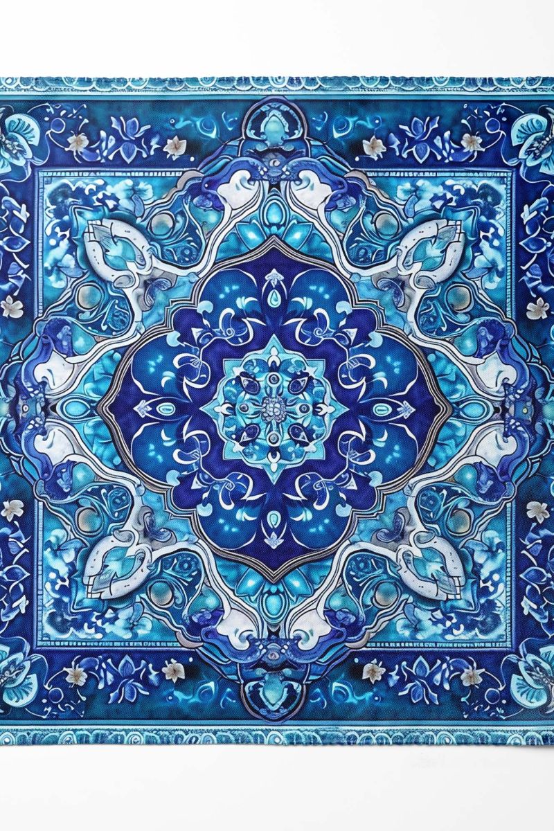 Black Wolf - PERSIAN ART SILK ASCOT - Blue - 1 Piece