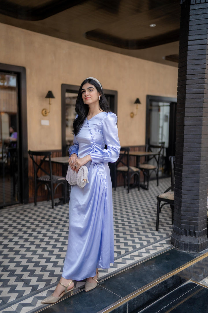 Syah - Cinder Dress - Ice Blue - Stain - 1 Piece