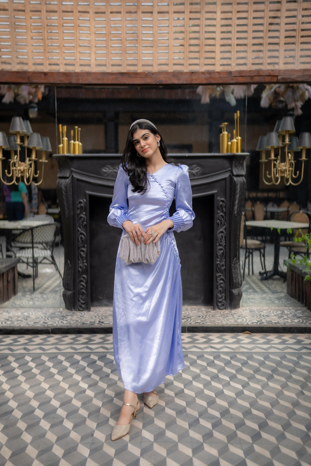 Syah - Cinder Dress - Ice Blue - Stain - 1 Piece