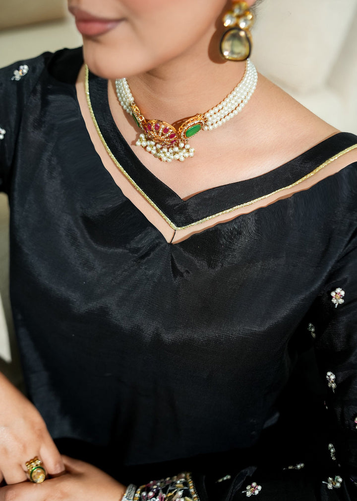 Allure By Ih - Maanvi Raw Silk Suit For Women - Black - 3 Piece