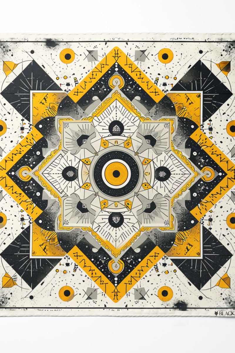 Black Wolf - ETHNIC ABSTRACT SILK ASCOT - White - 1 Piece