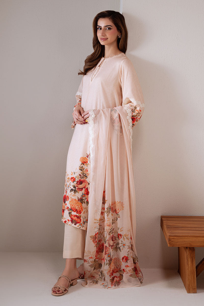 Cross Stitch - Dawn Rose Silk Suit For Women - Pink - 2 Piece