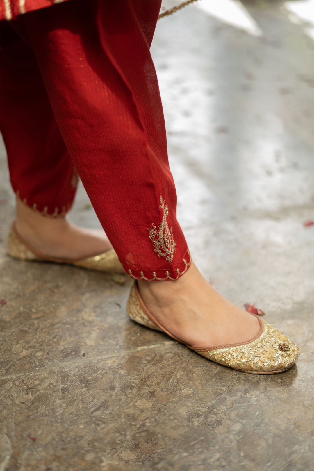 Omal by Komal - RONAQ (Shirt & Dupatta) - Red - Cotton & Maysuri - 2 Piece