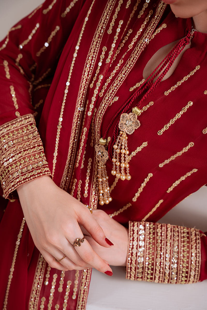 Cross Stitch - VERMILION BERRY - Chiffon - 4 Piece - Unstitched