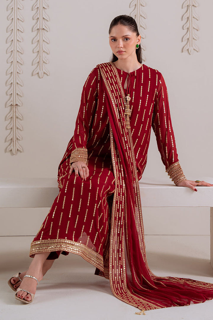 Cross Stitch - VERMILION BERRY - Chiffon - 4 Piece - Unstitched