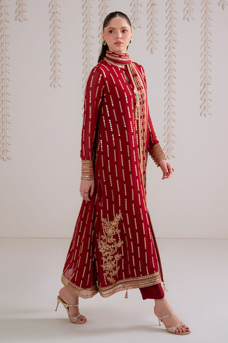 Cross Stitch - VERMILION BERRY - Chiffon - 4 Piece - Unstitched