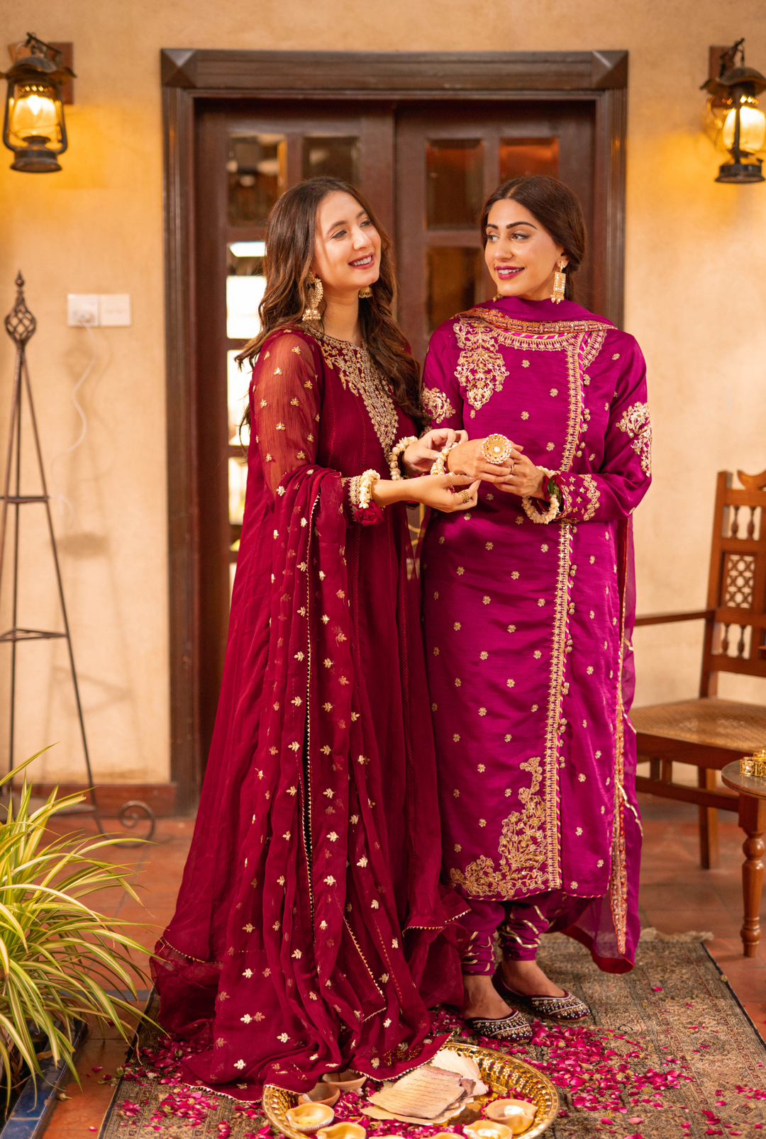 Omal by Komal - Mehnaaz - Magenta - Chiffon & Silk - 3 Piece