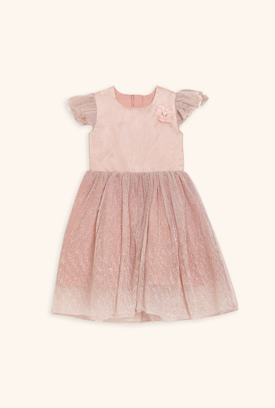 Hummingbirdspk - Peach Shimmery Party Dress