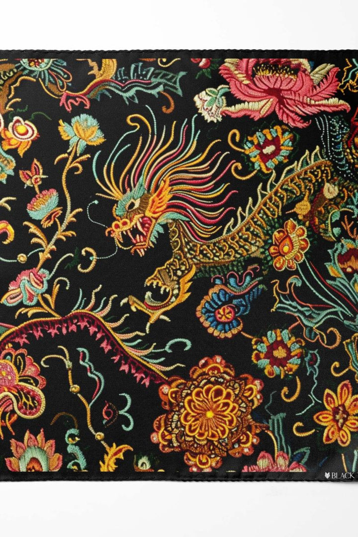 Black Wolf - JAPANESE CULTURE SILK ASCOT - Black - 1 Piece