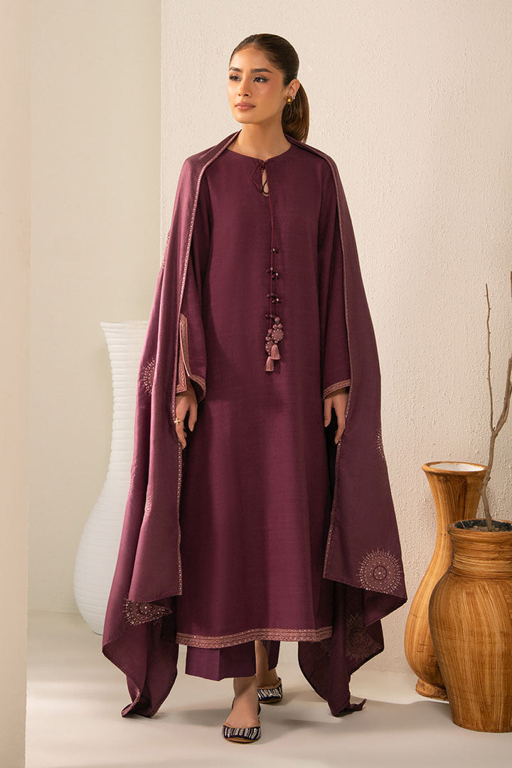 Cross Stitch - Plum Berry Slub Khaddar Suit For Women - Purple - 2 Piece