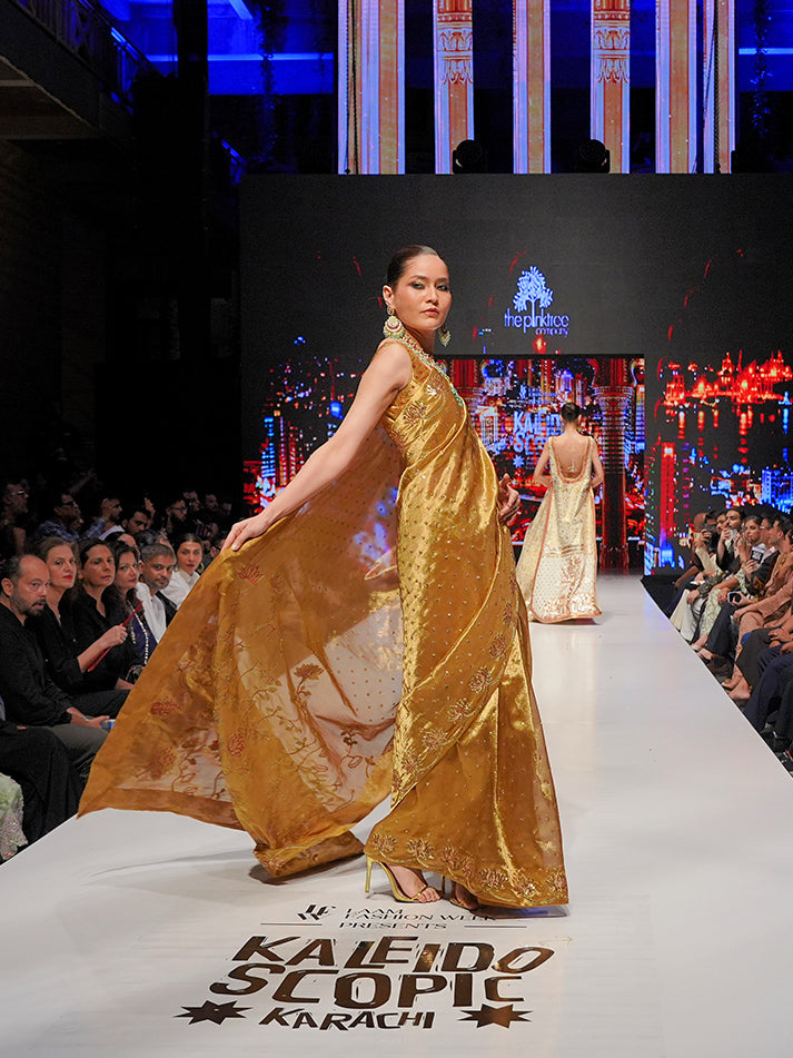 Pinktree GHASHANG Saree Gold 2 Piece