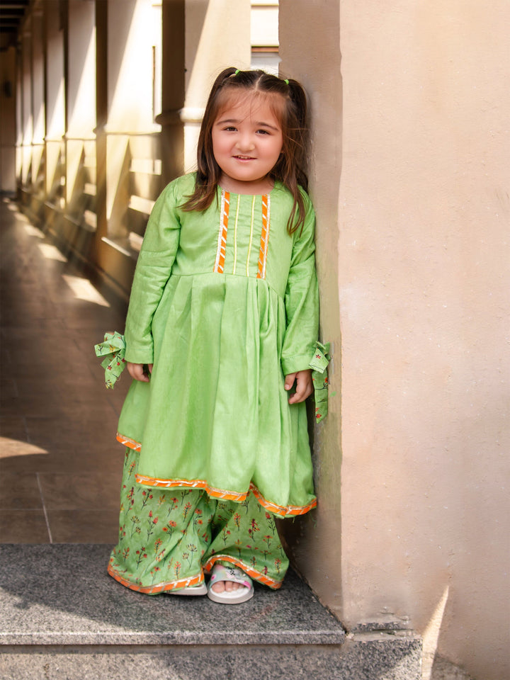 Kidoz Kloset - Daylily Printed Cotton Peplum Set For Girl