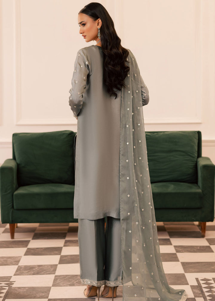 Allure By Ih - Wild Cloud Thai Silk Suit For Women - Ash Grey - 3 Piece
