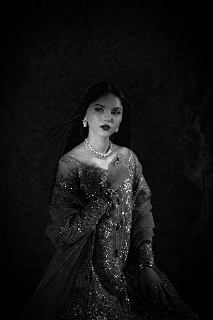 Maria Osama Khan - Neelum Ice Blue Organza / Raw Silk Suit For Women - 4 Piece