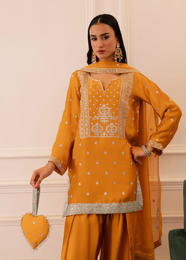 Allure By Ih - Honey Burn Thai Silk Suit For Women - Honey Mustard - 3 Piece