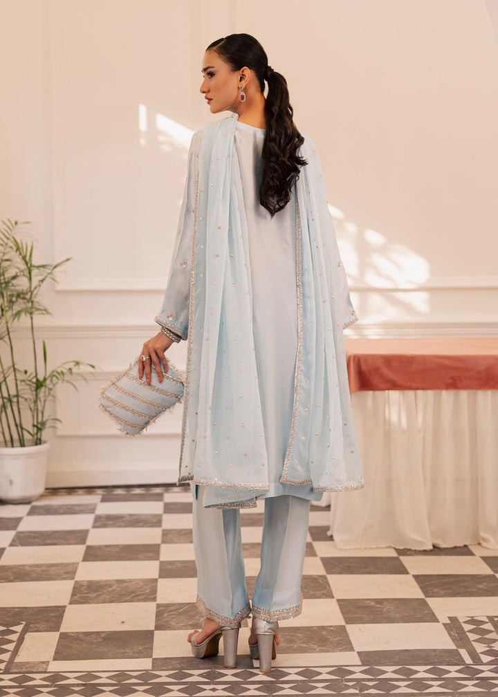 Allure By Ih - Arona Thai Silk Suit For Women - Ice Blue - 3 Piece