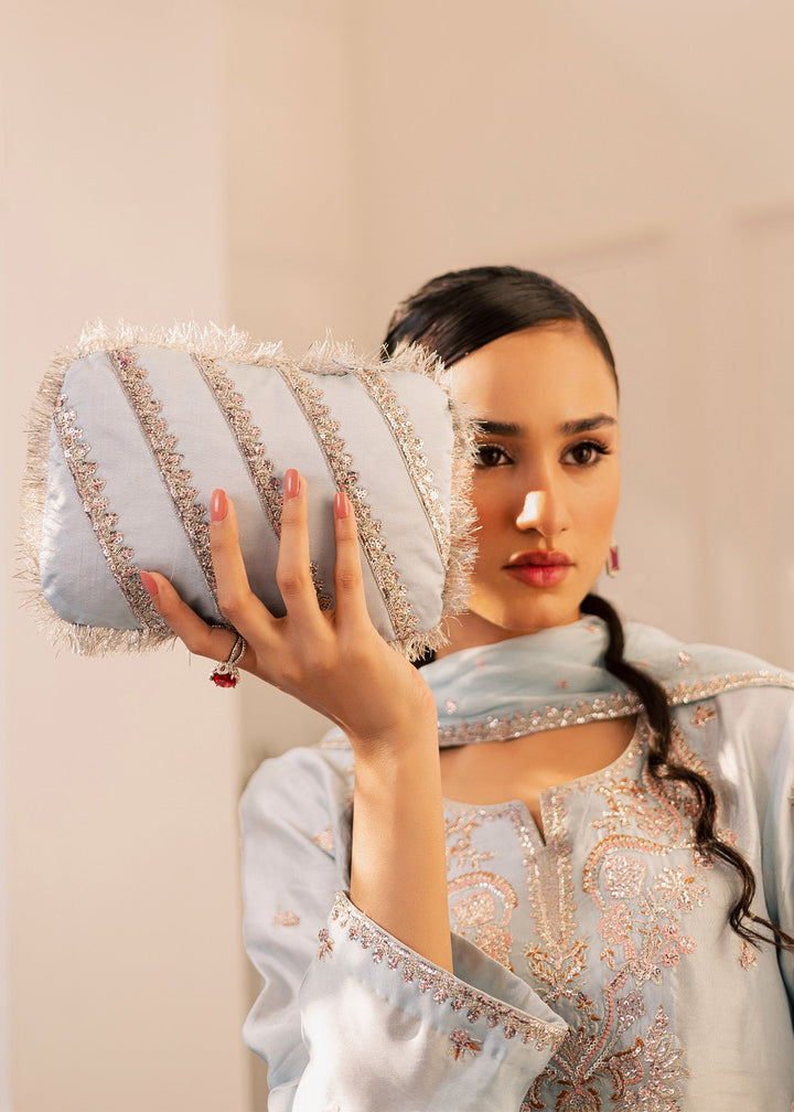 Allure By Ih - Arona Thai Silk Suit For Women - Ice Blue - 3 Piece