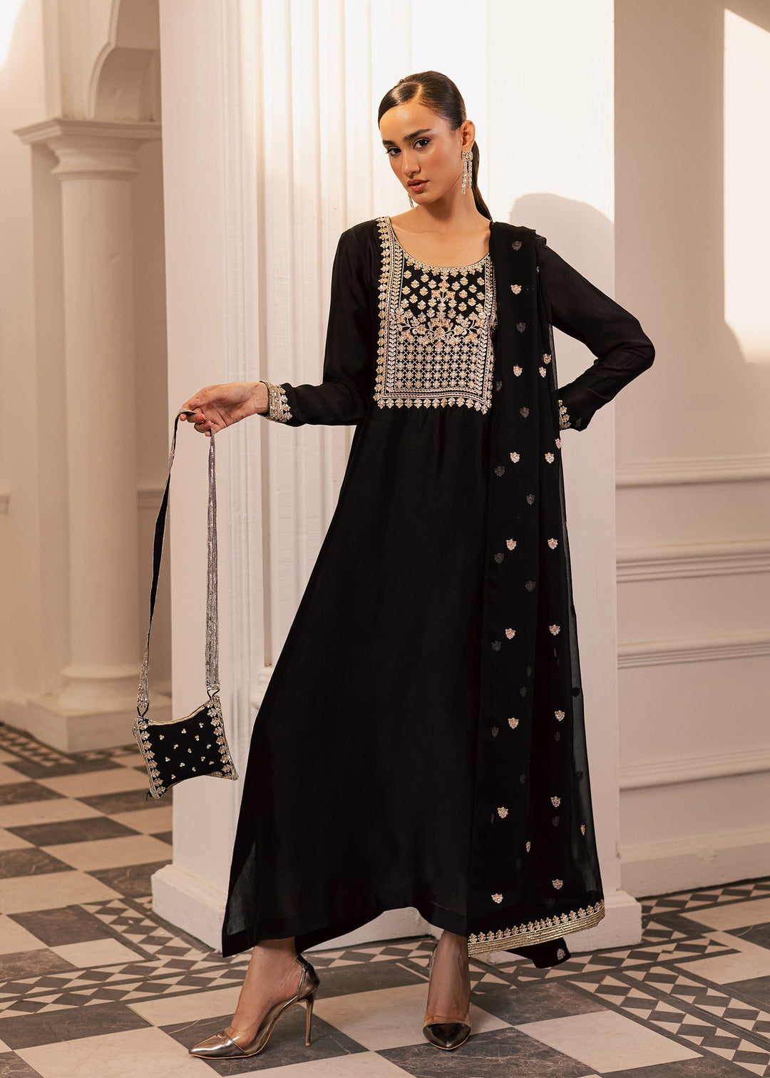 Allure By Ih - Espresso Thai Silk Suit For Women - Black - 3 Piece