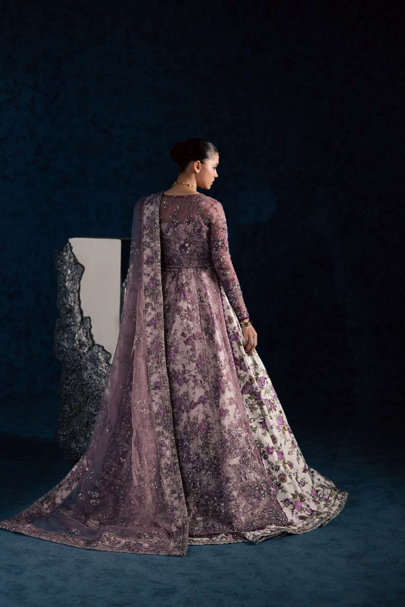 Maria Osama Khan - Lavina Lilac Organza / Raw Silk Suit For Women - 3 Piece