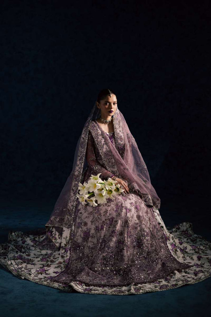 Maria Osama Khan - Lavina Lilac Organza / Raw Silk Suit For Women - 3 Piece