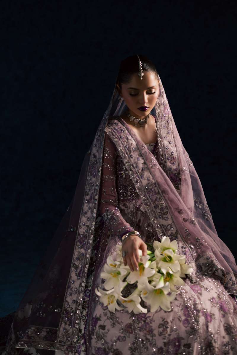 Maria Osama Khan - Lavina Lilac Organza / Raw Silk Suit For Women - 3 Piece