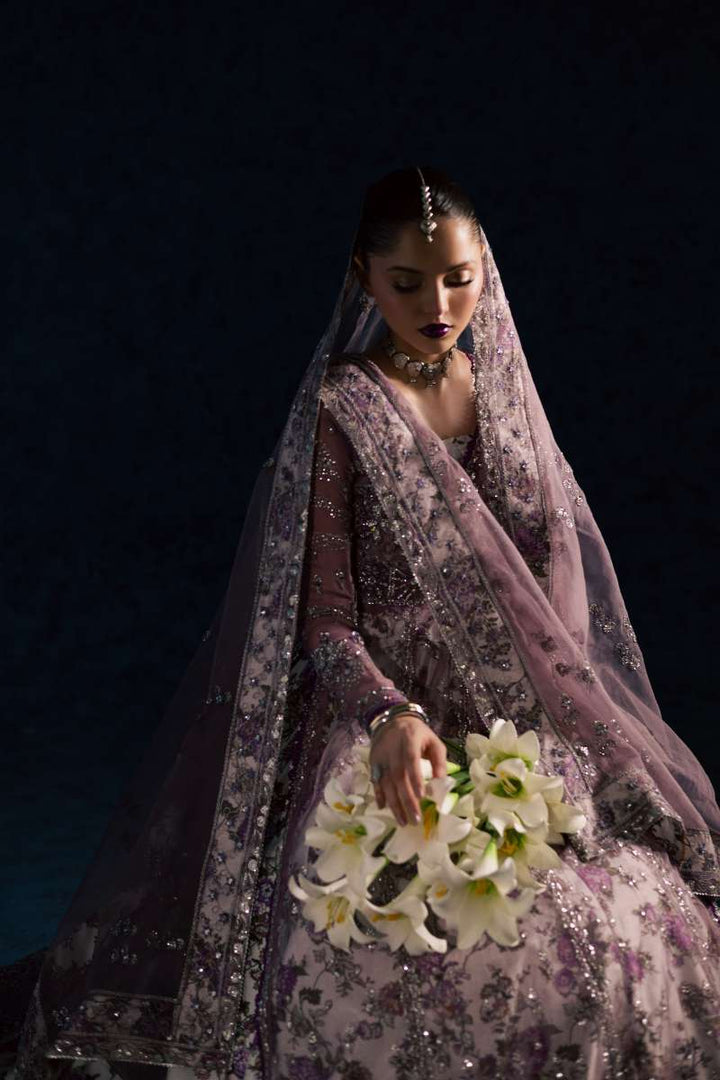 Maria Osama Khan - Lavina Lilac Organza / Raw Silk Suit For Women - 3 Piece