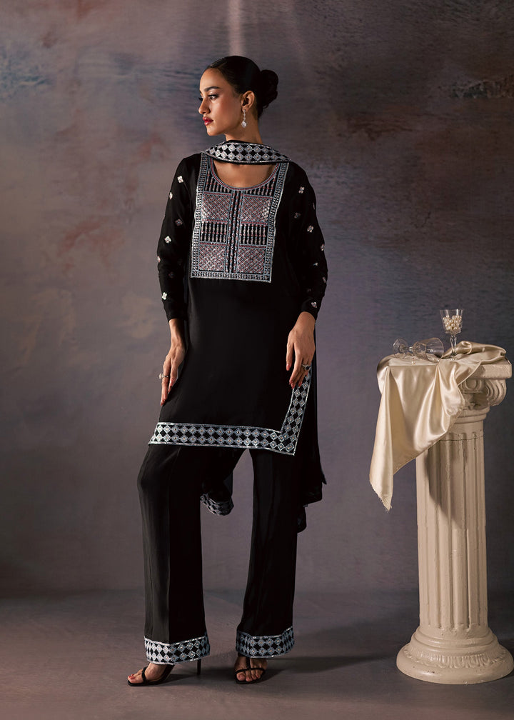 Allure By Ih - Candy Thai Silk Suit For Women - Black - 3 Piece