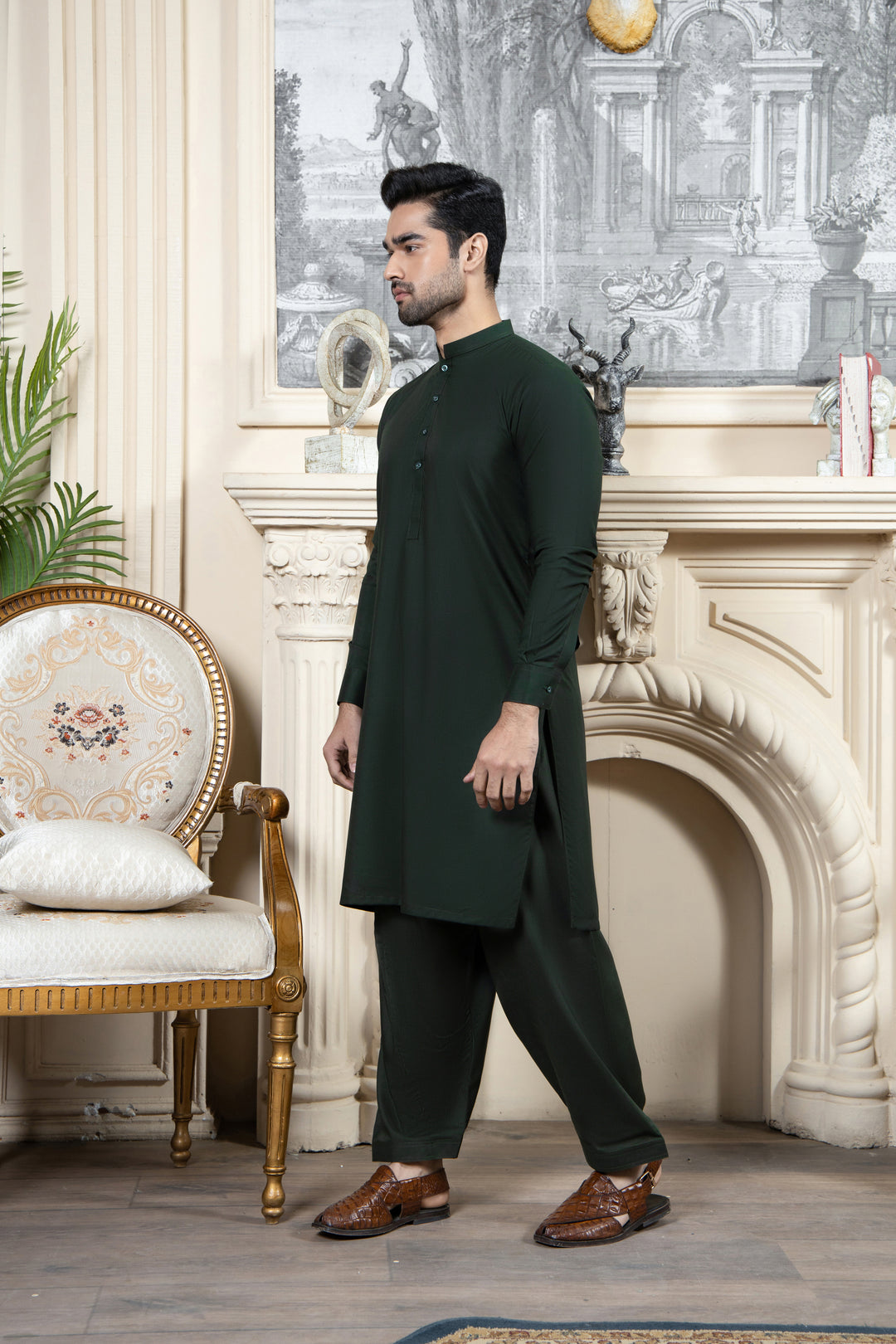 Shahjahan - Bottle Green Kurta Shalwar For Men