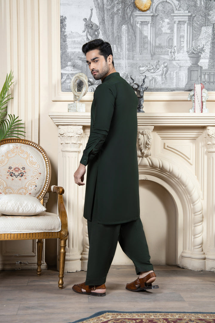 Shahjahan - Bottle Green Kurta Shalwar For Men